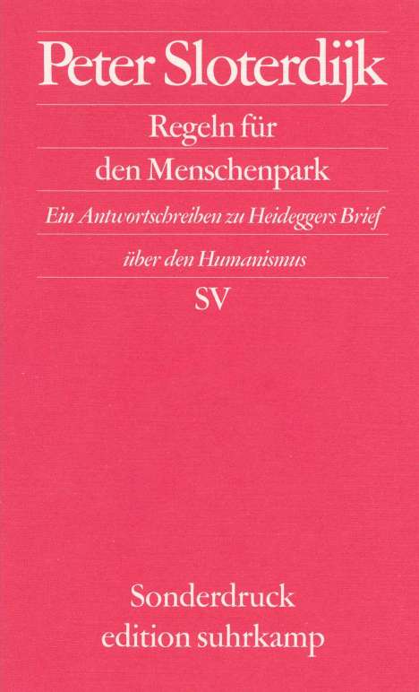 Peter Sloterdijk: Regeln für den Menschenpark, Buch