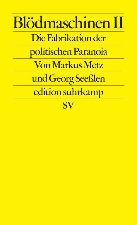 Markus Metz: Blödmaschinen II, Buch