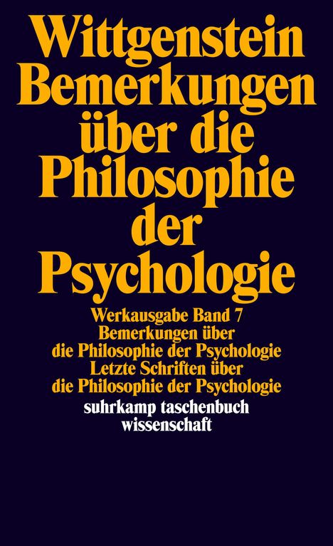 Ludwig Wittgenstein: Bemerkungen über die Philosophie der Psychologie, Buch