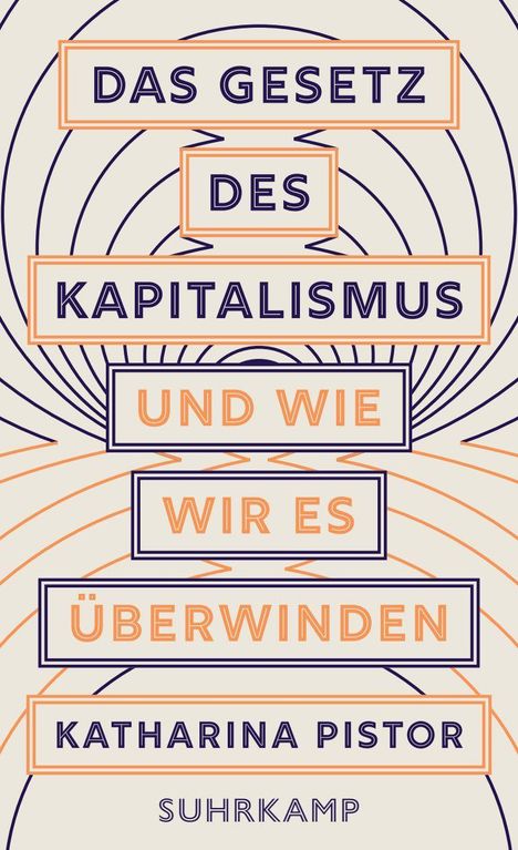"Das Gesetz des Kapitalismus und wie wir es überwinden" von Katharina Pistor. Suhrkamp. Linienmuster als Hintergrund.
