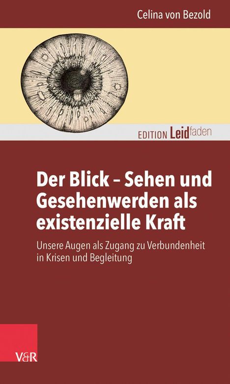 „Der Blick – Sehen und Gesehenwerden als existentielle Kraft“. Illustration eines Auges, auf rotem Hintergrund.