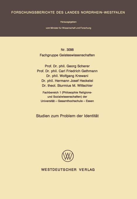 Georg Scherer: Studien zum Problem der Identität, Buch
