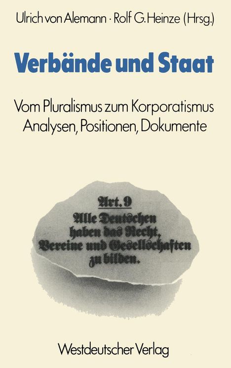 Ulrich von Alemann: Verbände und Staat, Buch