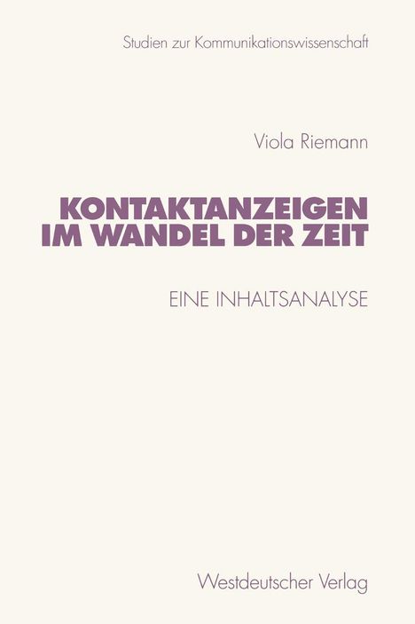 Viola Riemann: Kontaktanzeigen im Wandel der Zeit, Buch