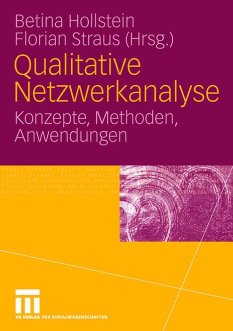 Betina Hollstein, Florian Straus (Hrsg.), Qualitative Netzwerkanalyse, Konzepte, Methoden, Anwendungen. Farbiges Design mit Logo.