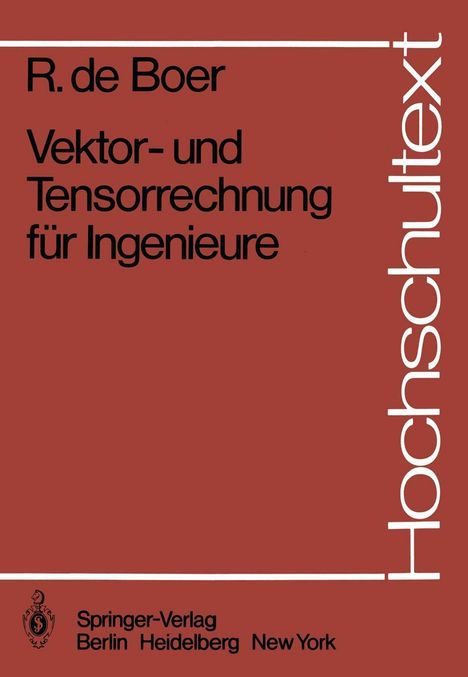 R. De Boer: Vektor- und Tensorrechnung für Ingenieure, Buch