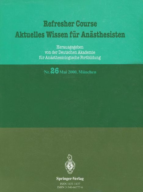 Reinhard Purschke: Refresher Course Aktuelles Wissen für Anästhesisten, Buch