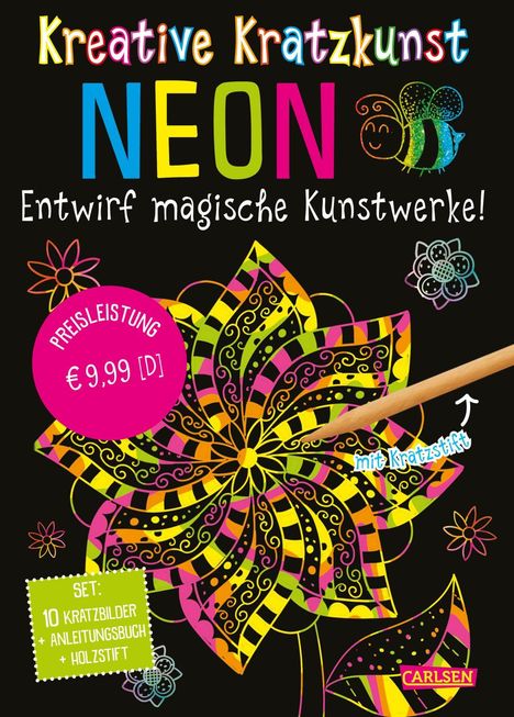 Kratzbilder für Kinder: Kreative Kratzkunst: Neon, Buch