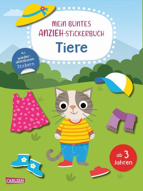 Mein buntes Anzieh-Stickerbuch: Tiere, Buch