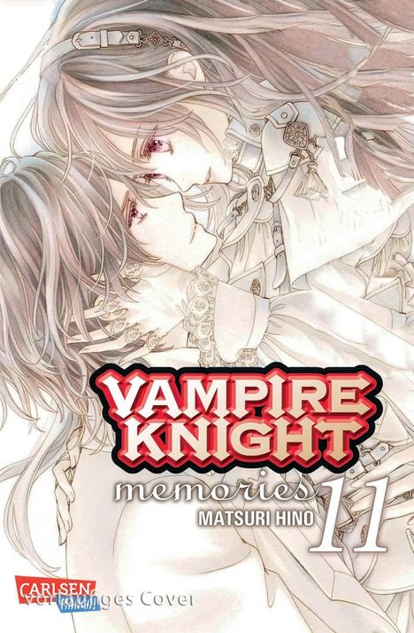 „Vampire Knight Memories 11“, zarte Illustration eines sich innig gegenüberliegenden Paares mit langen Haaren.