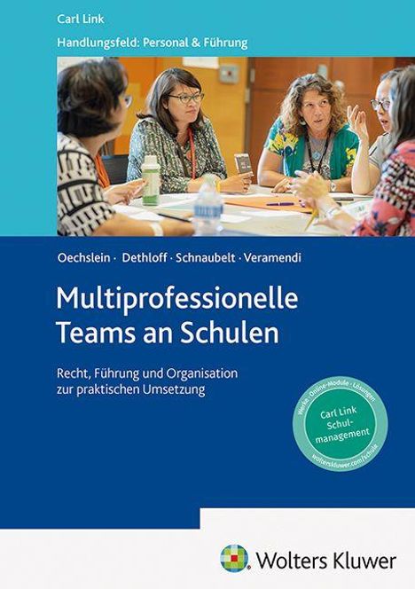 "Multiprofessionelle Teams an Schulen", Autoren Oechsle, Dethloff, Schnaubelt, Veramendi. Vier Personen diskutieren angeregt.