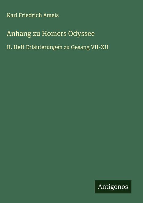 Karl Friedrich Ameis: Anhang zu Homers Odyssee, Buch
