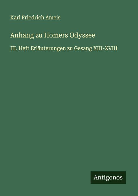 Karl Friedrich Ameis: Anhang zu Homers Odyssee, Buch