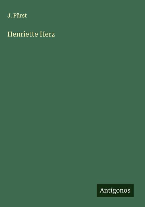 J. Fürst: Henriette Herz, Buch