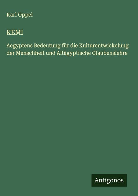 Karl Oppel: Kemi, Buch