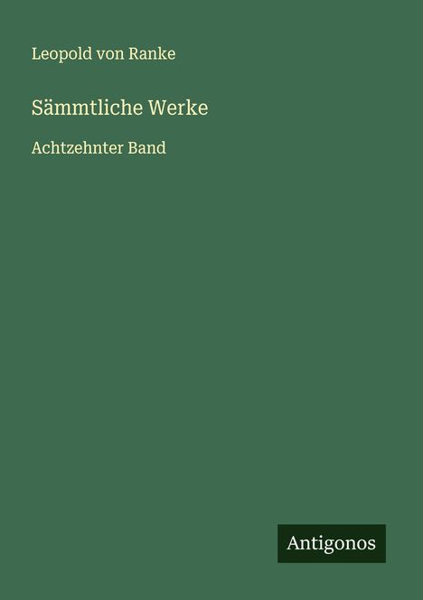 Leopold von Ranke: Sämmtliche Werke, Buch