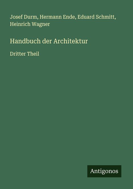 Josef Durm: Handbuch der Architektur, Buch
