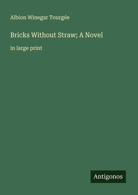 Albion Winegar Tourgée: Bricks Without Straw; A Novel, Buch