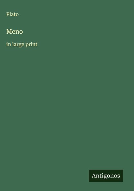 Plato: Meno, Buch