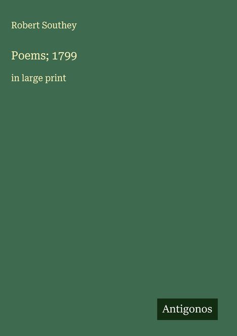 Robert Southey: Poems; 1799, Buch