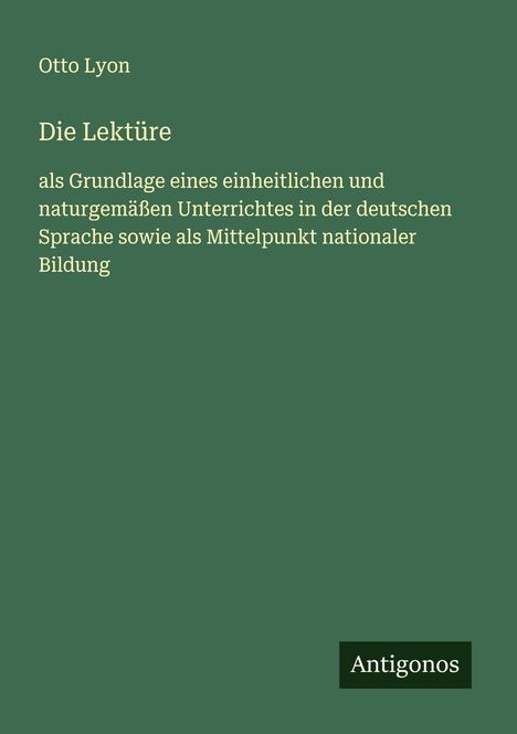 Otto Lyon: Die Lektüre, Buch