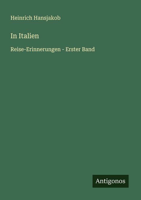 Heinrich Hansjakob: In Italien, Buch
