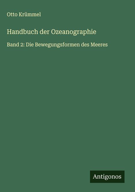 Otto Krümmel: Handbuch der Ozeanographie, Buch