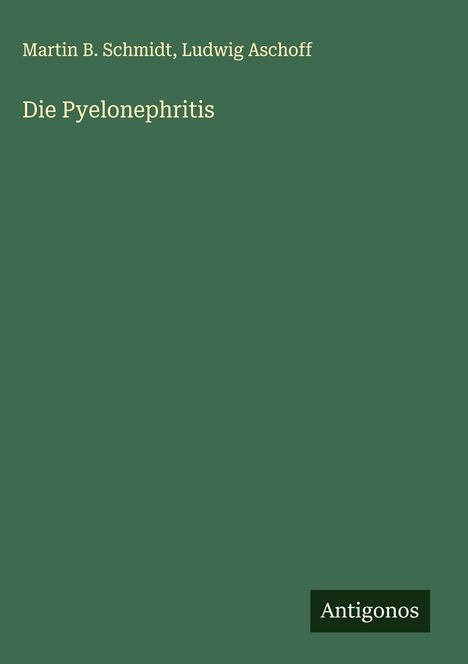 Martin B. Schmidt: Die Pyelonephritis, Buch