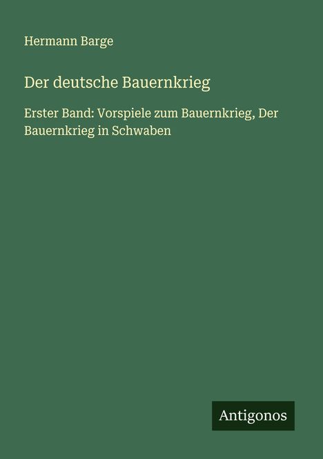 Hermann Barge: Der deutsche Bauernkrieg, Buch