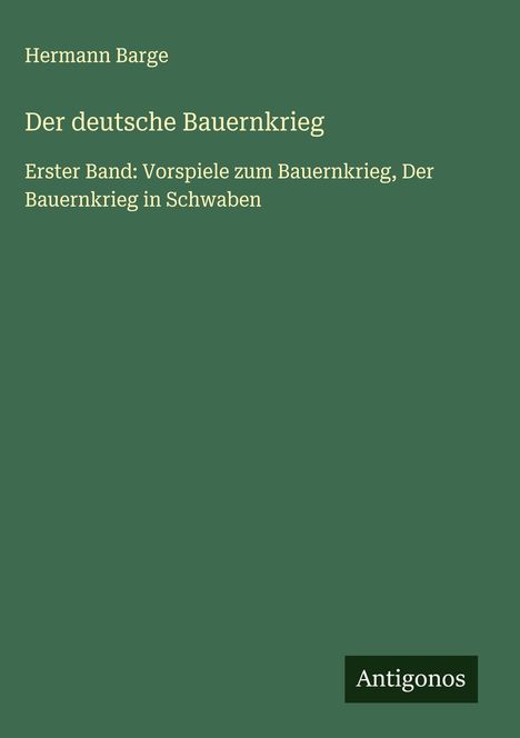 Hermann Barge: Der deutsche Bauernkrieg, Buch