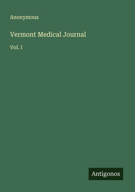 Anonymous: Vermont Medical Journal, Buch