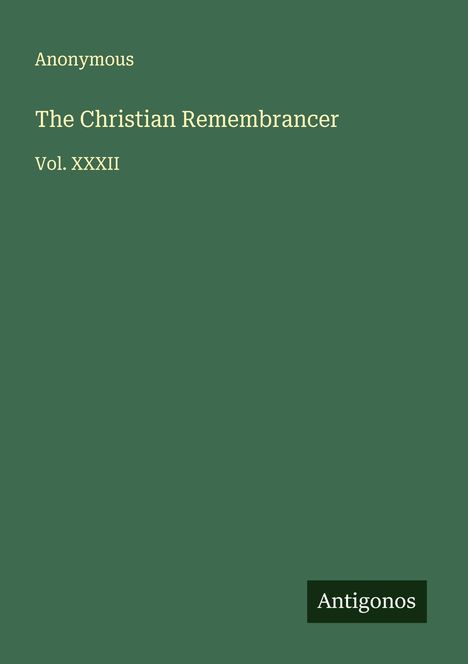Anonymous: The Christian Remembrancer, Buch