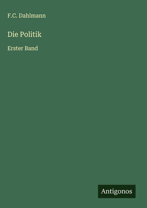 F. C. Dahlmann: Die Politik, Buch