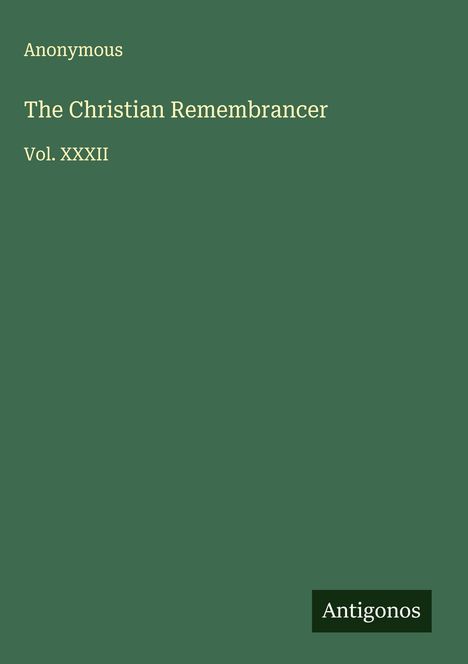Anonymous: The Christian Remembrancer, Buch