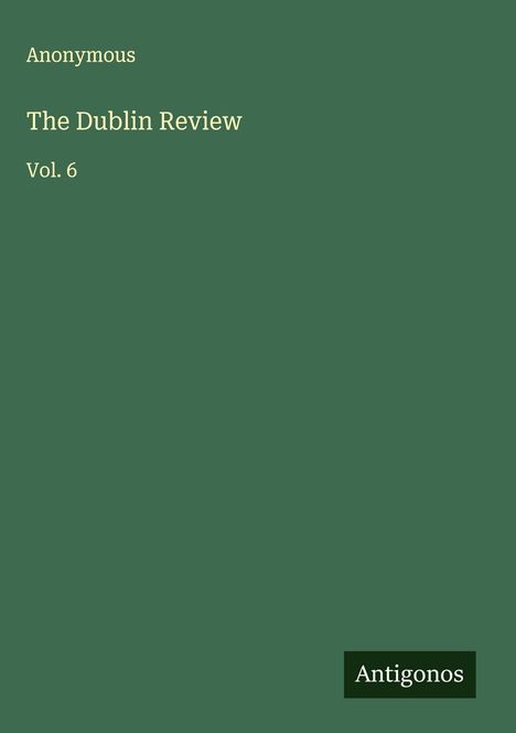 Anonymous: The Dublin Review, Buch