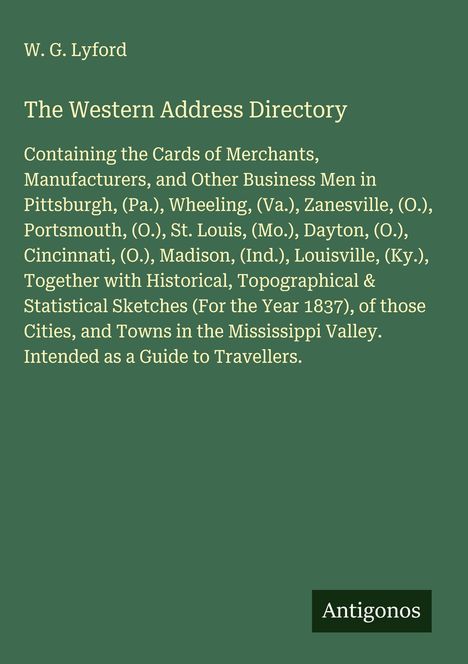 W. G. Lyford: The Western Address Directory, Buch