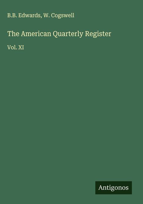 B. B. Edwards: The American Quarterly Register, Buch