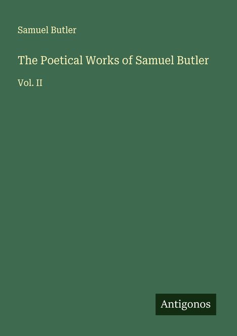 Samuel Butler: The Poetical Works of Samuel Butler, Buch