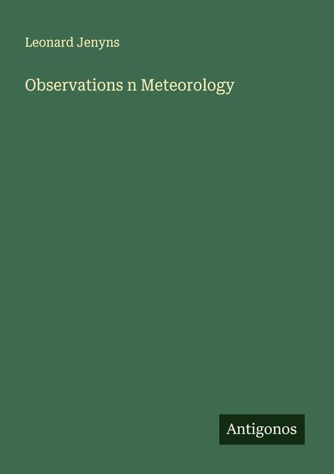 Leonard Jenyns: Observations n Meteorology, Buch