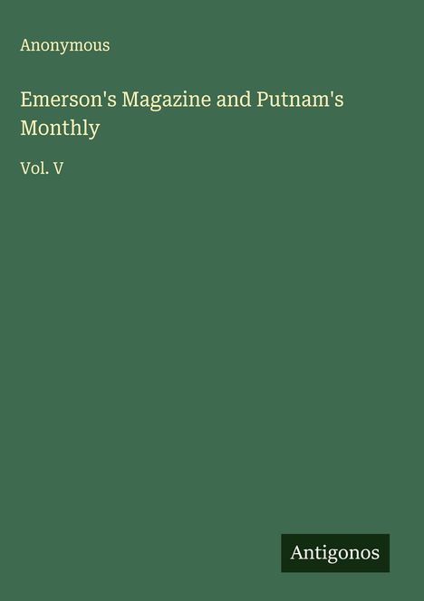 Anonymous: Emerson's Magazine and Putnam's Monthly, Buch