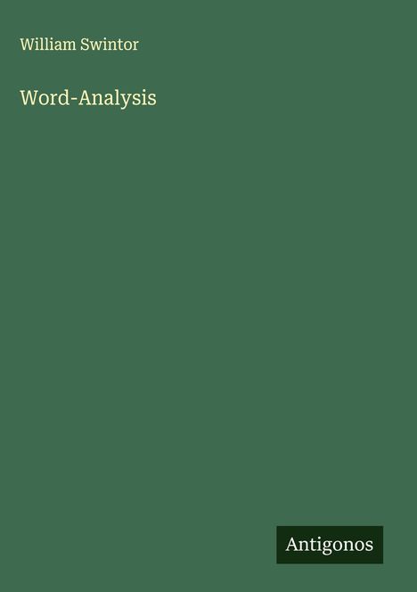 William Swintor: Word-Analysis, Buch