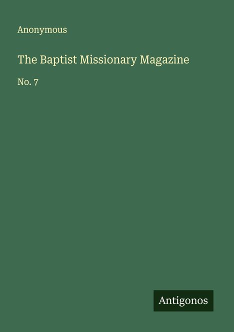 Anonymous: The Baptist Missionary Magazine, Buch
