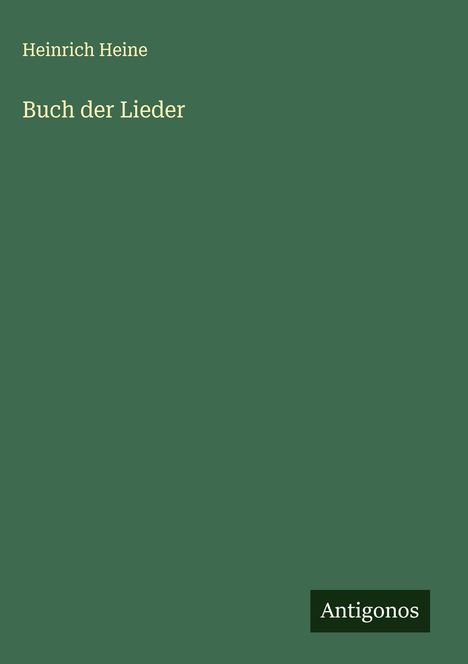 Heinrich Heine: Buch der Lieder, Buch