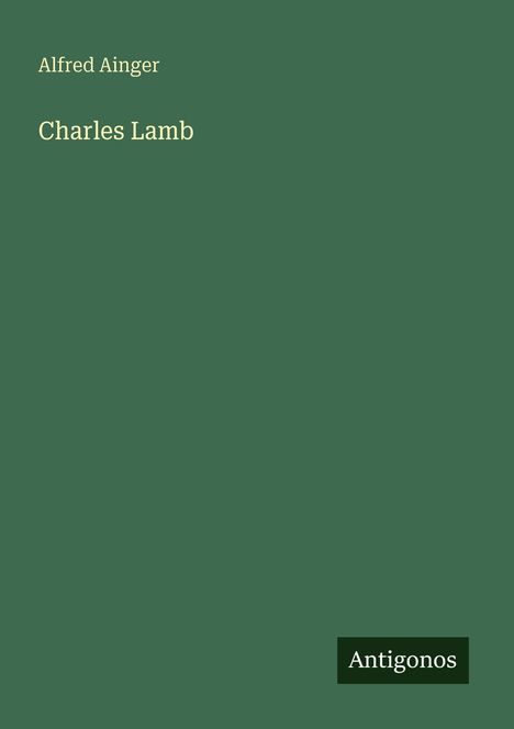 Alfred Ainger: Charles Lamb, Buch