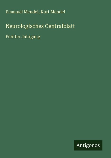Emanuel Mendel: Neurologisches Centralblatt, Buch