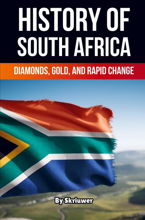 "History of South Africa", "Diamonds, Gold, and Rapid Change". Südafrikanische Flagge im Wind.