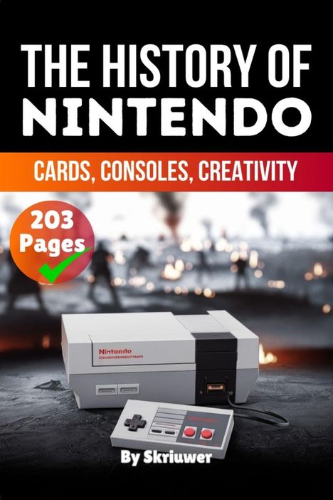 „The History of Nintendo: Cards, Consoles, Creativity“, 203 Seiten. Eine Nintendo-Konsole und Controller.