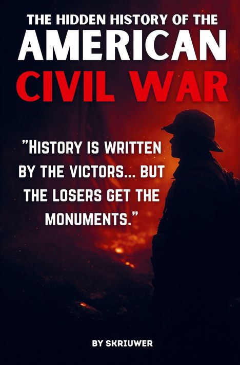 "The Hidden History of the American Civil War" über einem silhouettierten Soldaten vor roten Flammen.