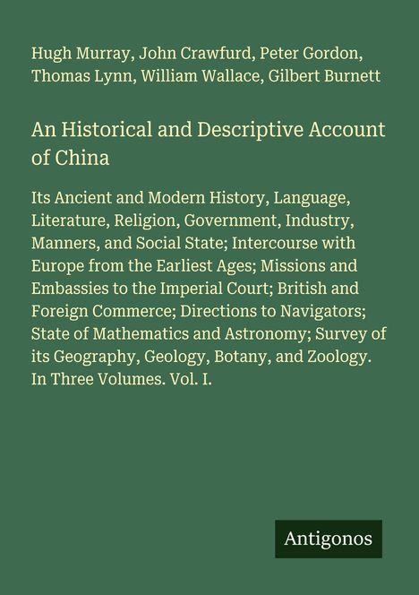 Hugh Murray: An Historical and Descriptive Account of China, Buch