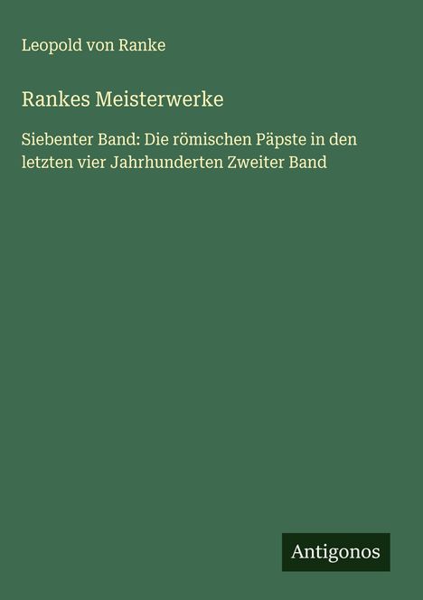 Leopold von Ranke: Rankes Meisterwerke, Buch